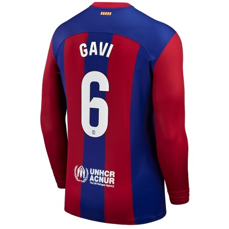 Camiseta de fútbol FC Barcelona Gavi 6 1ª equipación 2023-24 Manga Larga Camiseta de fútbol FC Barcelona Gavi 6 1ª equipación 2023-24 Manga Larga